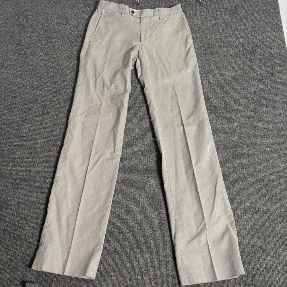 Uniqlo Mens 29x34 Gray White micro stripe straight leg trousers